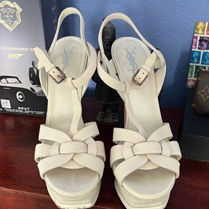 Saint Laurent Tribute Leather Platform Sandals